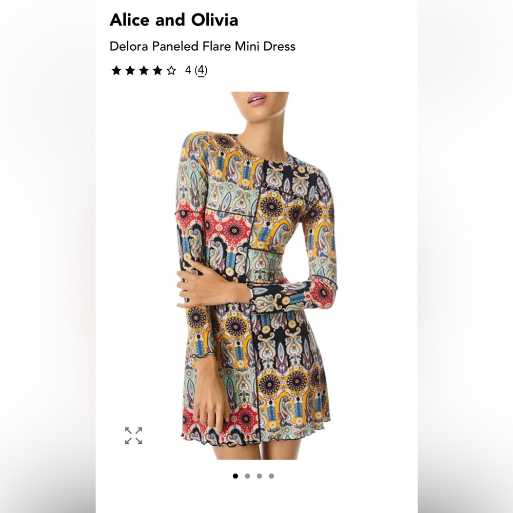 Alice + Olivia Multicolor Patterned Long Sleeve Dress